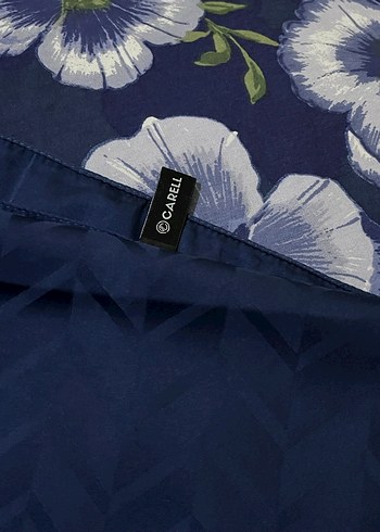 Baklava Desen Pamuk İpek Şal Lacivert Carell - Görsel 4