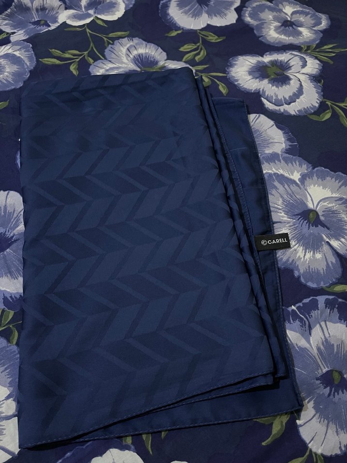 Baklava Desen Pamuk İpek Şal Lacivert Carell - Görsel 5