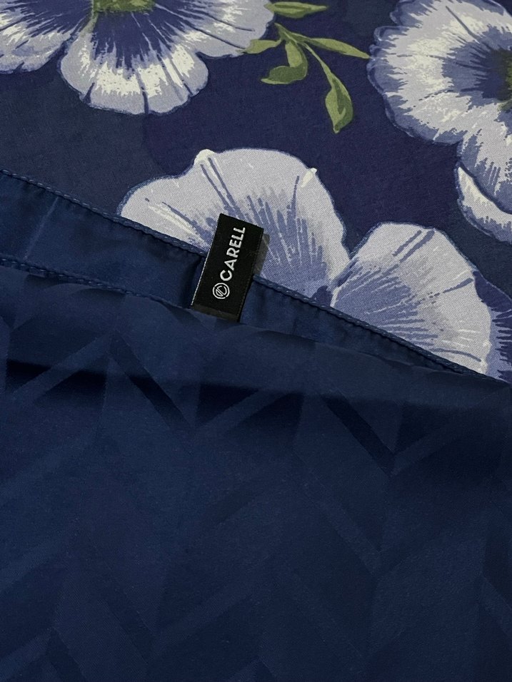 Baklava Desen Pamuk İpek Şal Lacivert Carell - Görsel 4