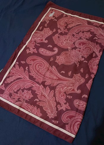 Bordo/Kırmızı desenli şal - Görsel 3