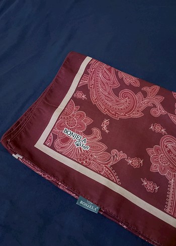 Bordo/Kırmızı desenli şal - Görsel 2