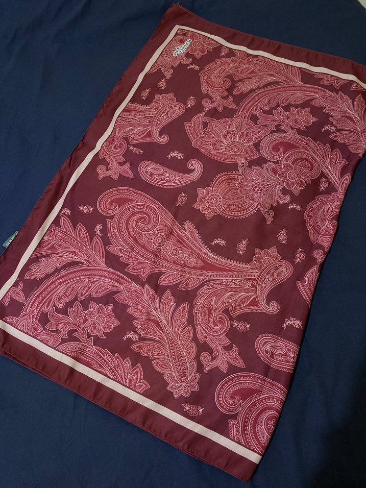 Bordo/Kırmızı desenli şal - Görsel 3