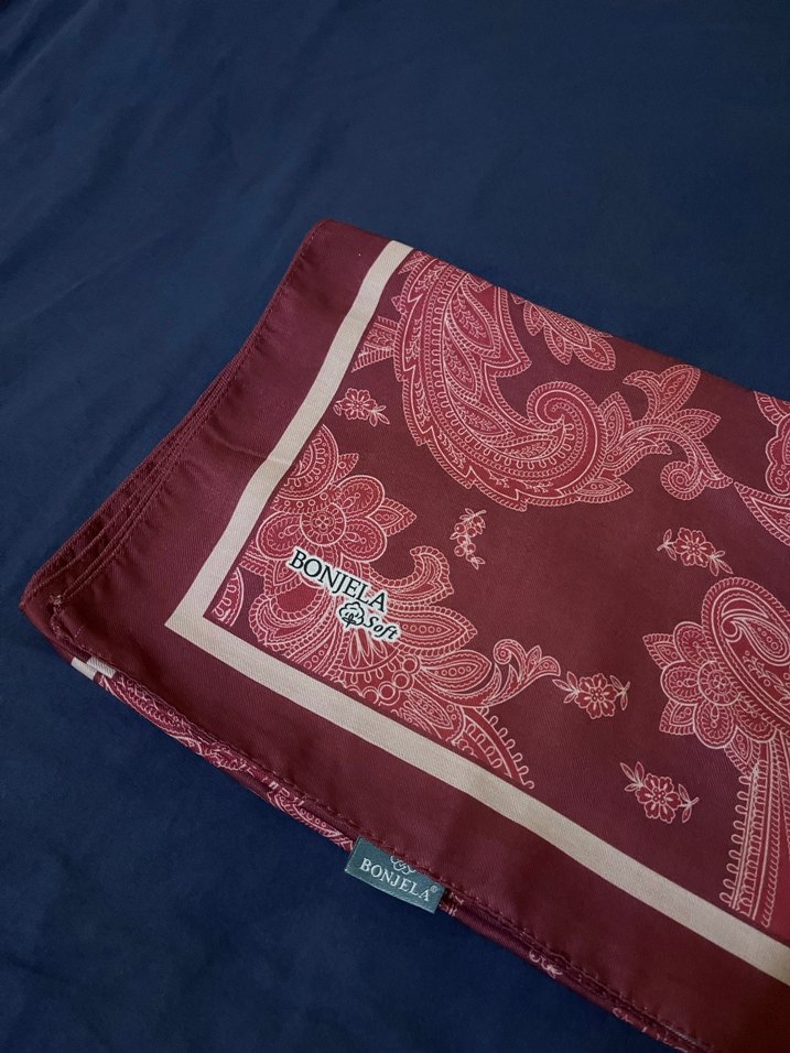 Bordo/Kırmızı desenli şal - Görsel 2