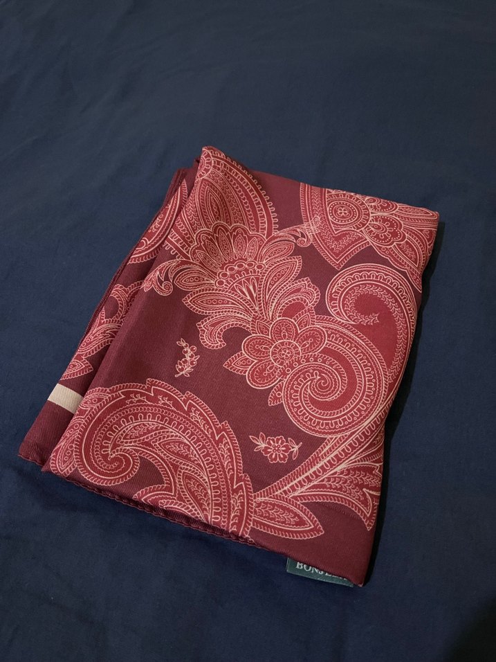 Bordo/Kırmızı desenli şal - Görsel 4