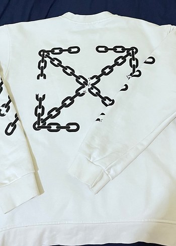 Erkek Beyaz Off-White Pamuklu Sweatshirt - Görsel 3