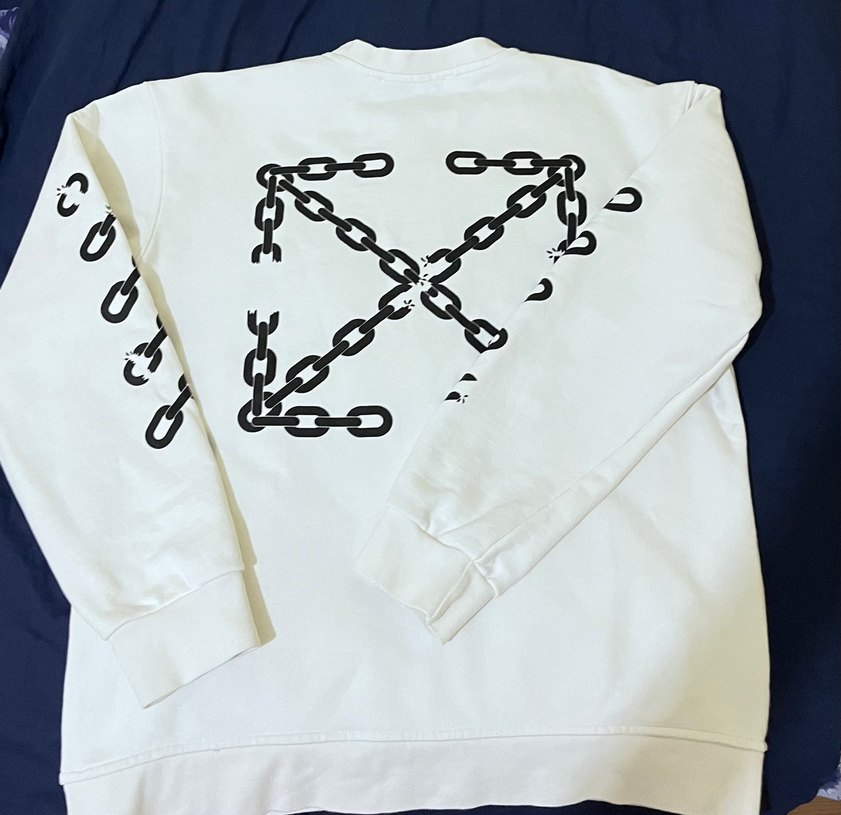 Erkek Beyaz Off-White Pamuklu Sweatshirt - Görsel 3