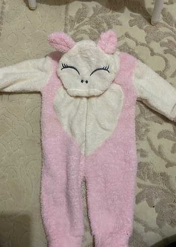 Peluş Detaylı Pembe Bebek Kız Tulumu