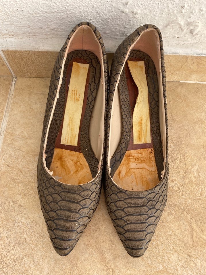 Kahverengi Yılan Derisi Desenli Stiletto Kadın Ayakkabı - Görsel 2