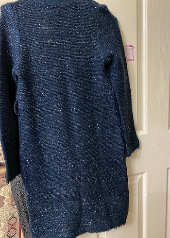 Uzun Gri Triko Kadın Hırka - Görsel 3