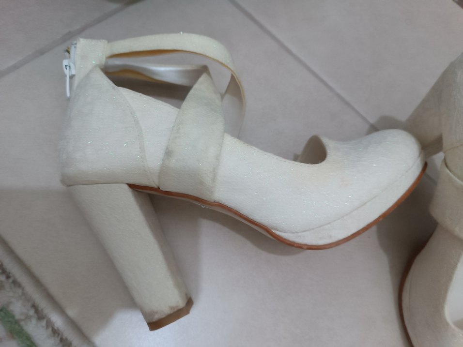 Beyaz Kadın Dolgu Topuklu Gece Ayakkabısı - Görsel 5