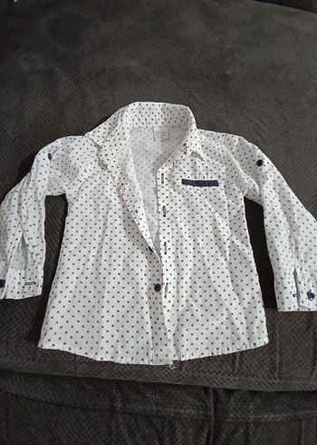 Beyaz Erkek Çocuk Uzun Kollu Gömlek - Görsel 2