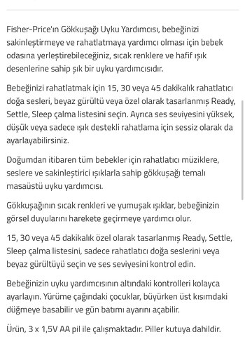  Beden Fisher price uyku yardımcısı