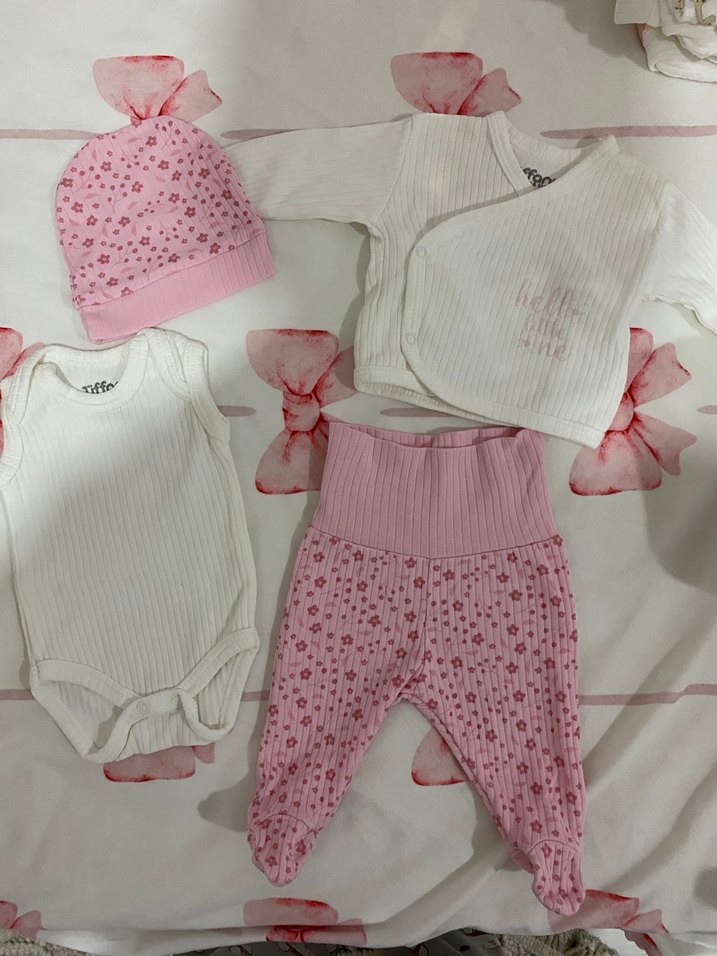 Pembe Dantel Detaylı Uzun Kollu Bebek Kıyafet Seti - Görsel 2