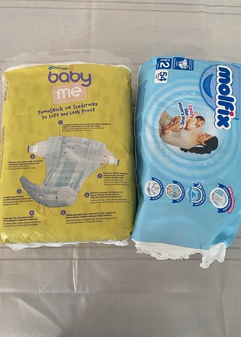 2 Beden: 3-6 kg Beden Baby Me ve Molfix Bebek Bezi Seti