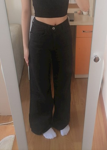 Siyah Salaş Kadın Denim Pantolon