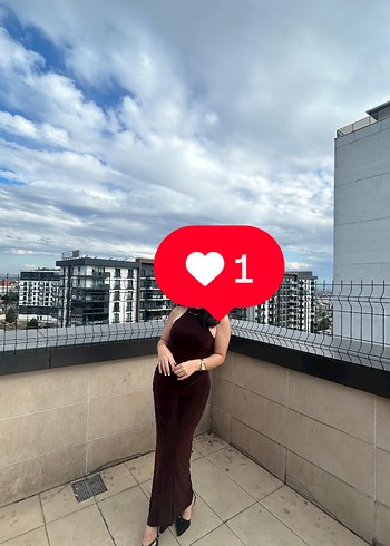 Trendyol & Milla Trendyolmilla Kahverengi Drapeli Uzun Saten Elbise