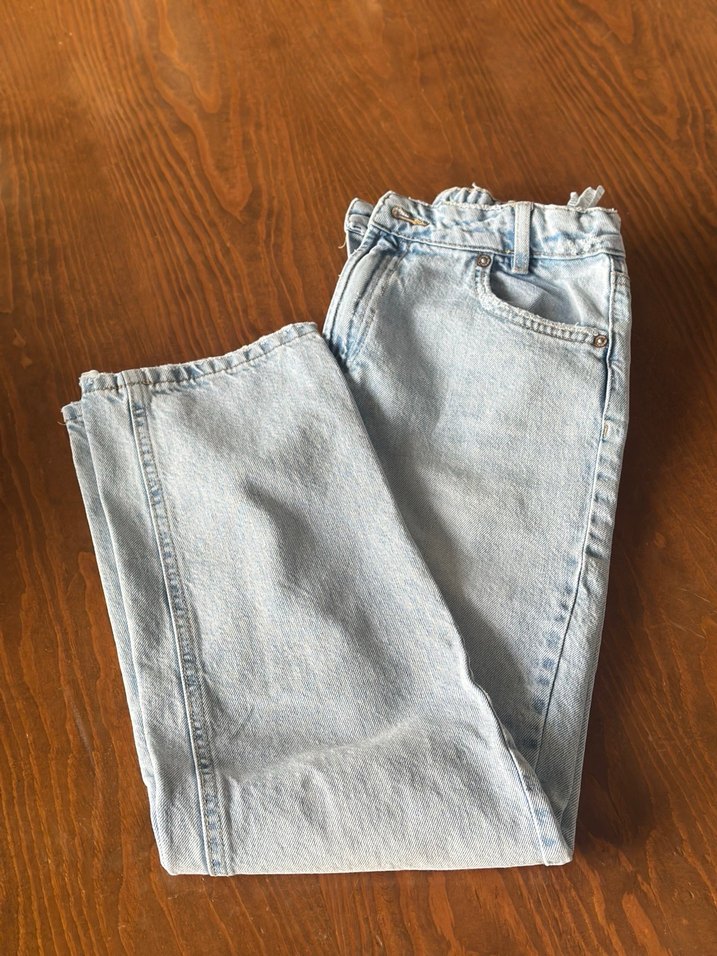 Kız çocuk Loose Fit Midi Denim Pantolon - Görsel 4