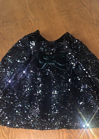 Çocuk Siyah Payetli Fiyonklu Abiye Elbise - Görsel 5