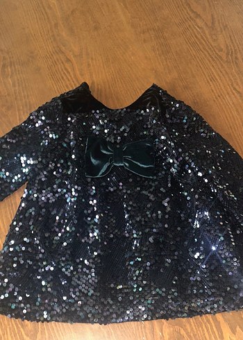 Çocuk Siyah Payetli Fiyonklu Abiye Elbise - Görsel 4