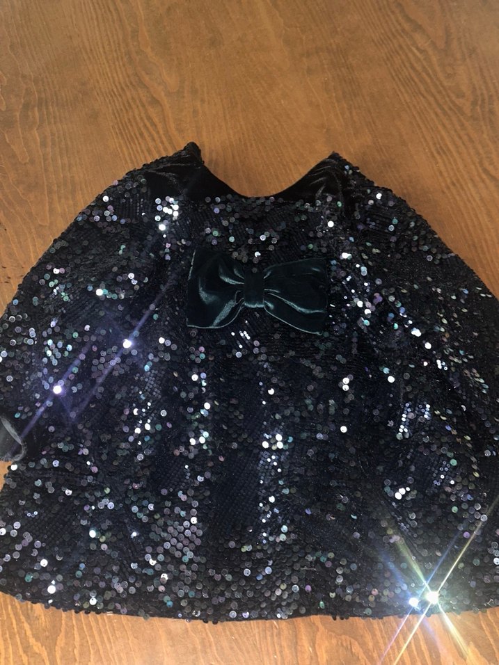 Çocuk Siyah Payetli Fiyonklu Abiye Elbise - Görsel 5