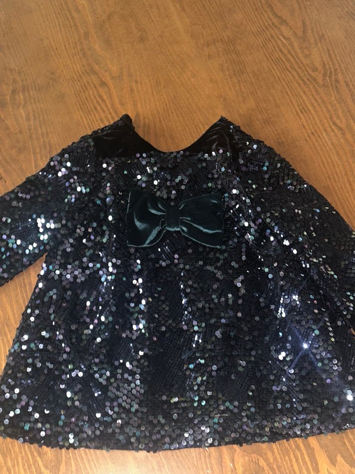 Çocuk Siyah Payetli Fiyonklu Abiye Elbise - Görsel 4