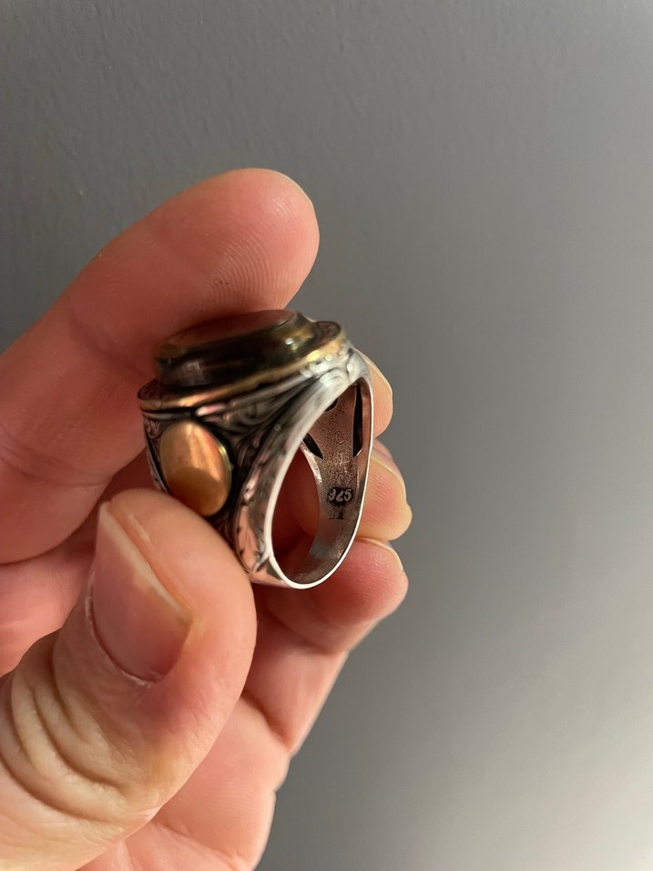 Gravür işleme -alparslan imzalı - selçuklu motif gümüş yüzük - Görsel 4