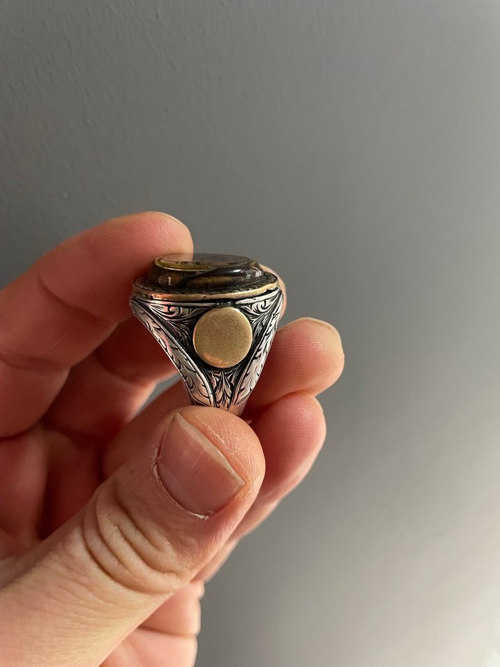 Gravür işleme -alparslan imzalı - selçuklu motif gümüş yüzük - Görsel 5