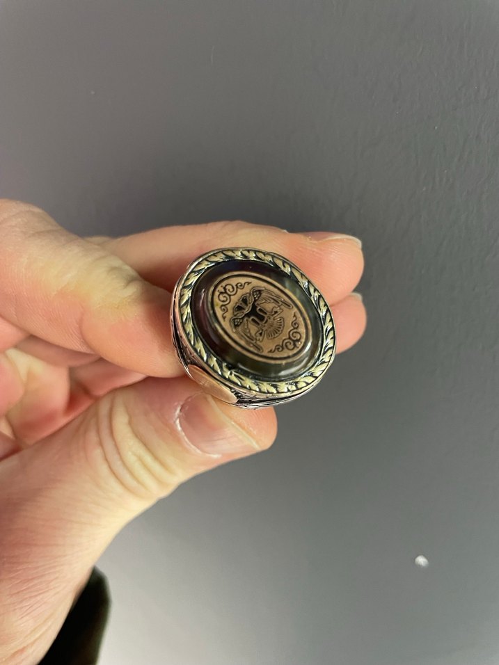 Gravür işleme -alparslan imzalı - selçuklu motif gümüş yüzük - Görsel 2