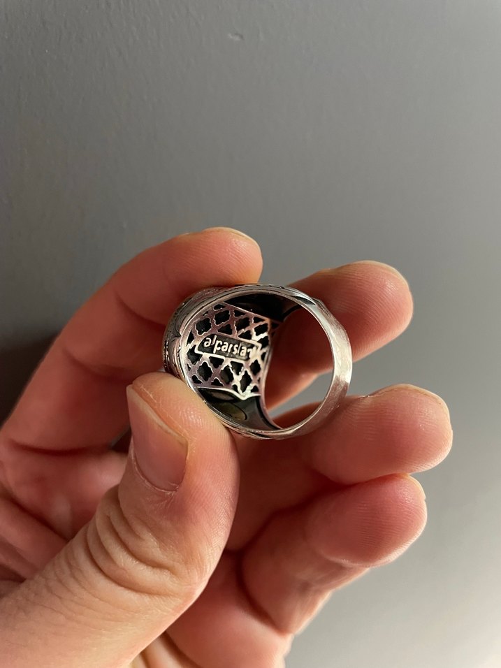 Gravür işleme -alparslan imzalı - selçuklu motif gümüş yüzük - Görsel 3