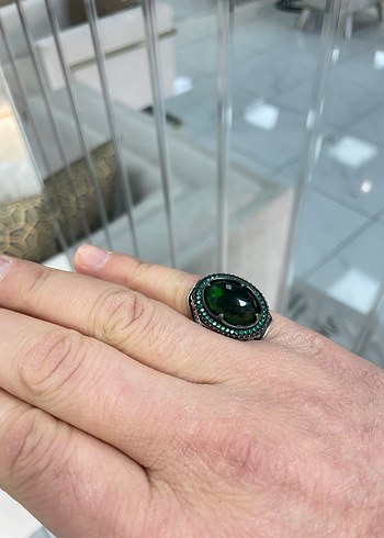 Faseta kesim ağır ve işçilikli zümrüt Yeşil Yüzük - Görsel 5