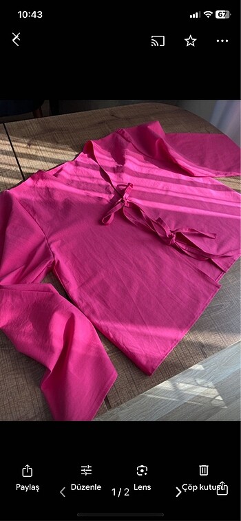 Bağlamalı pembe gömlek