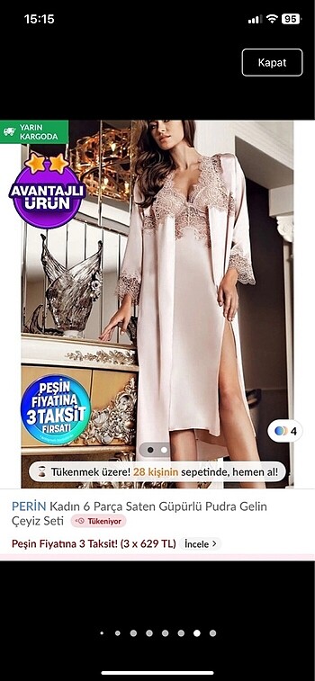 Gelin seti gecelik - Görsel 8