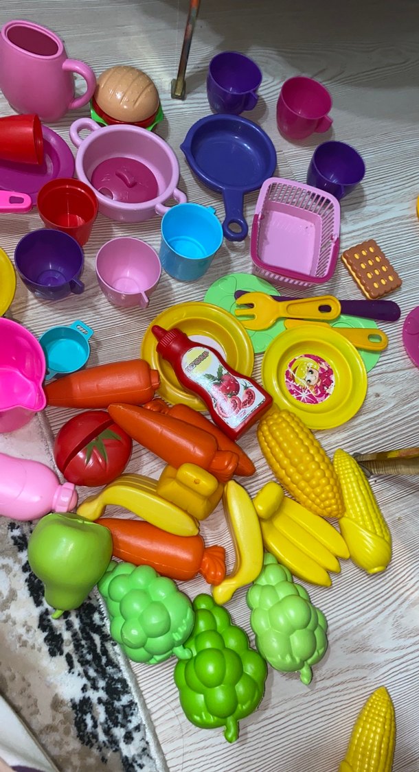 Renkli Plastik Oyuncak Mutfak Seti ve Sebzeler - Görsel 2