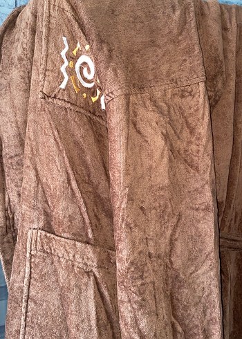 Uzun Kahverengi Bohem Kadın Bornoz - Görsel 4