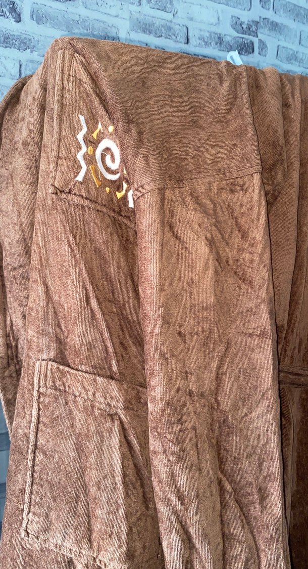 Uzun Kahverengi Bohem Kadın Bornoz - Görsel 4