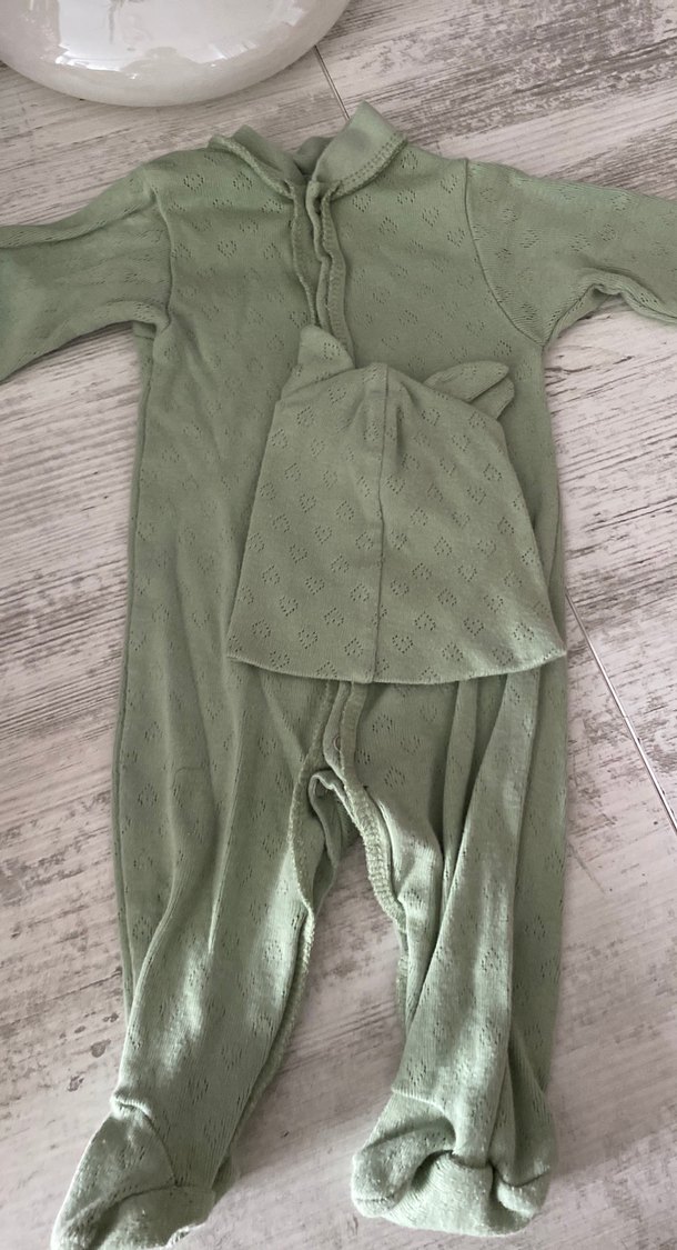 Gri Bebek Hastane Tulumu ve Şapka Takımı - Görsel 2