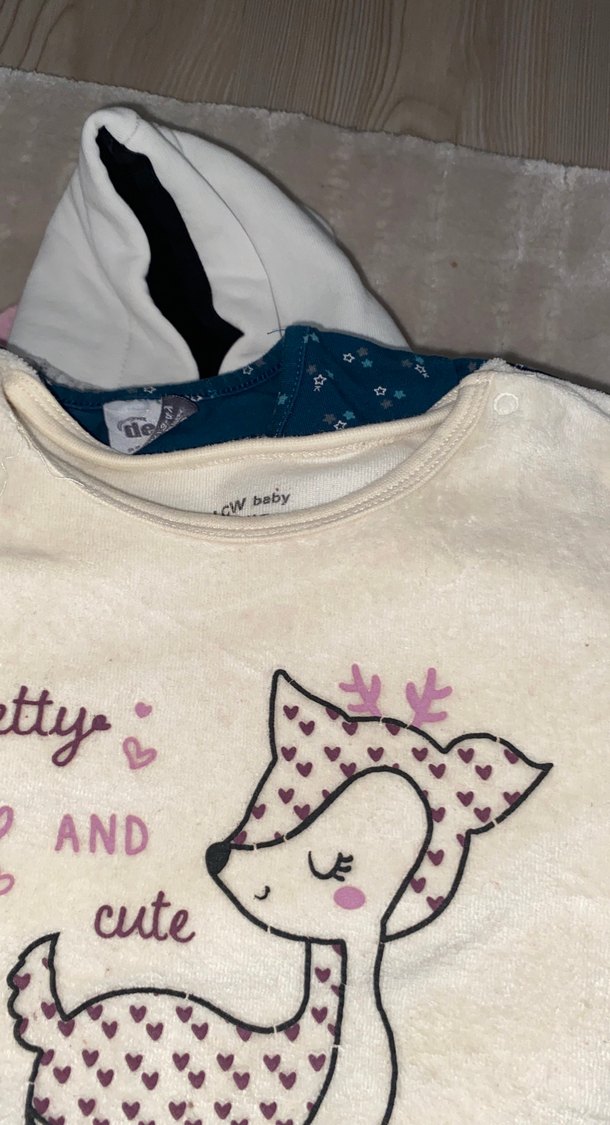 Beyaz Baskılı Pamuklu Kız Çocuk Uzun Kollu Tişört - Görsel 2