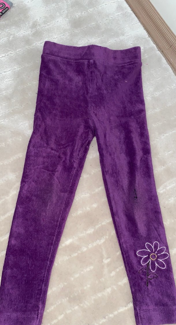 Kız Çocuk Mor Kadife Tayt - Görsel 2