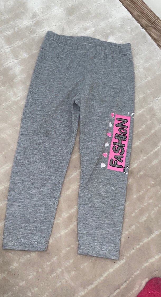 Kız Çocuk Gri Baskılı Tayt - Görsel 2