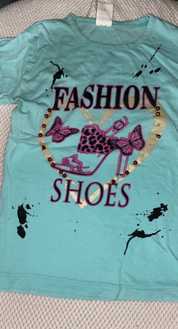 Parlak Turkuaz Kız Tişörtü Payetli Baskılı - Görsel 2