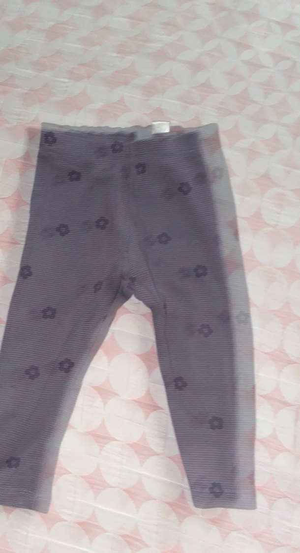 Kız Çocuk Gri Çiçek Desenli Tayt - Görsel 2