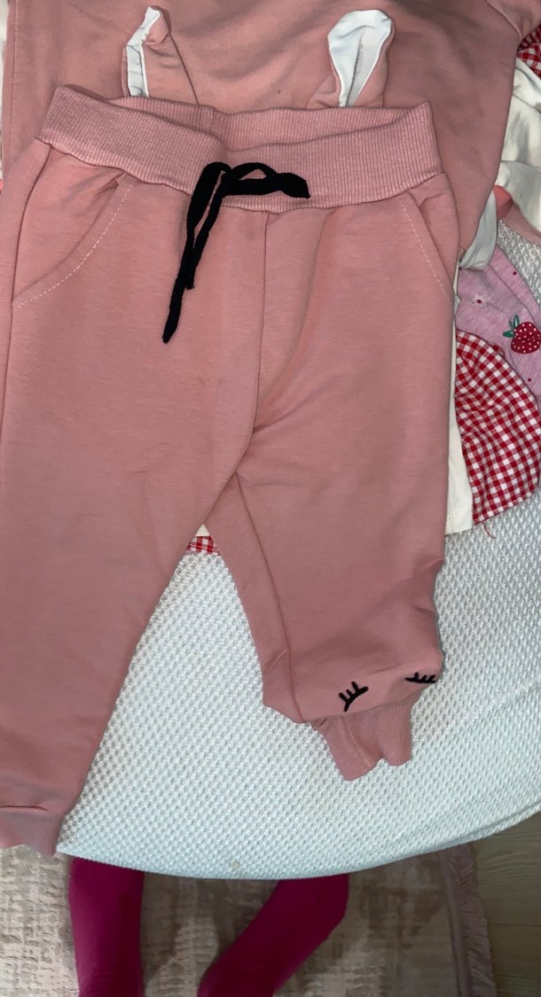 Pembe Uzun Kollu Bebek Kız Takımı - Görsel 2