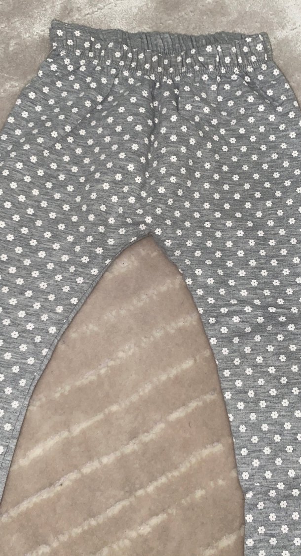 Kız Çocuk Gri Dantelli Tayt - Görsel 2