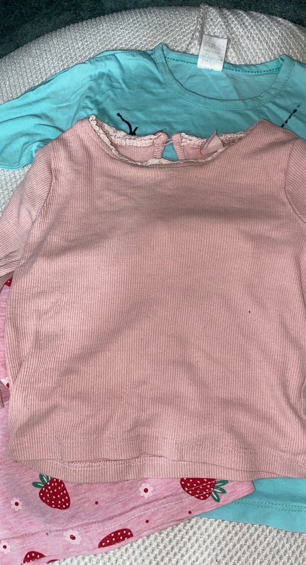 Düğmeli Pembe Kız Çocuk Uzun Kollu Tişört - Görsel 2