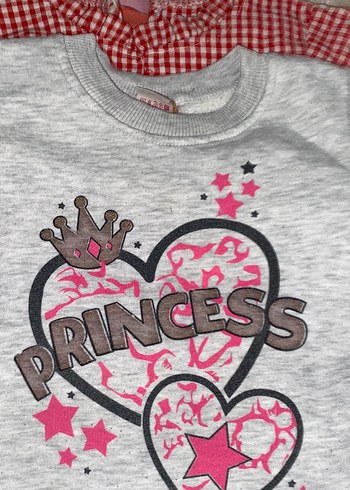 Uzun Kollu Gri Baskılı Kız Bebek Takımı - Görsel 2