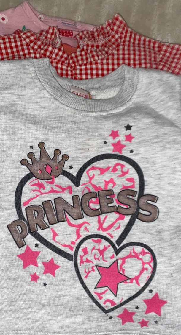 Uzun Kollu Gri Baskılı Kız Bebek Takımı - Görsel 2