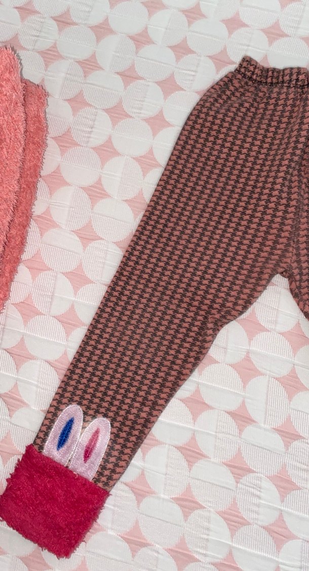 Kız Çocuk Renkli Nakışlı Kahverengi Tayt - Görsel 2