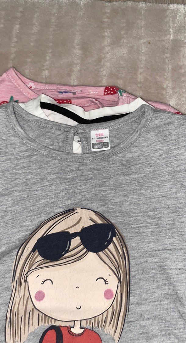 Kız Çocuk Gri Uzun Kollu Baskılı Tişört - Görsel 2