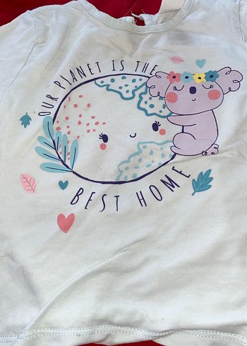 Beyaz Kız Çocuk Baskılı Düğmeli Tişört - Görsel 2