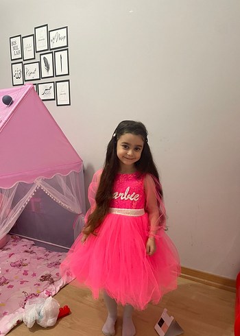 Pembe Kanatlı Kız Çocuk Elbisesi